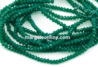 Crystal bead string, faceted rounds, royal green, 3.5x2.5mm