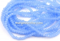 Crystal bead string, faceted rounds, light blue opal, 3.5x2.5mm