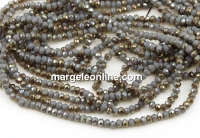 Crystal bead string, faceted rounds, gradient gray opal gold, 3x2.2mm