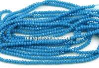 Crystal bead string, faceted rounds, sea blue, 3x2mm