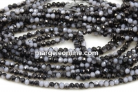 Crystal bead string, faceted rounds, white opal hematite, 3x2.2mm