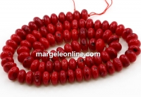 Coral beads, intense red, washer, 8mm