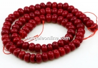 Coral beads, intense red, washer, 8mm