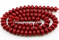 Coral beads, intense red, washer, 7mm