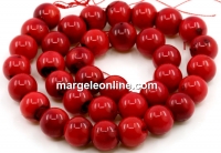 Coral beads, intense red, round, 11.5mm