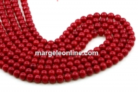 Coral beads, raspberry red, round, 6mm