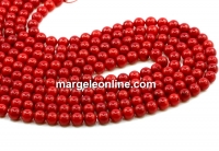 Coral beads, red, round, 6mm