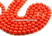 Coral beads, orange, round, 9mm