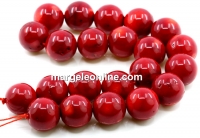 Coral beads, intense red, round, 18mm