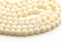 Coral beads, ivory, round, grade A, 8.5mm