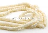 Coral beads, ivory, heishi disc, grade A, 6x4mm