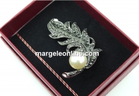 Martisor brooch, Feather with marcasite, 5x3.5cm, box included - x1