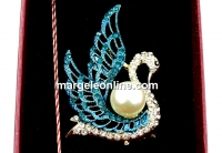 Martisor brooch, Swan with crystals, 5x3.5cm, box included - x1