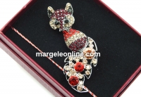 Martisor brooch, Fox with crystals, 6x2.5cm, box included - x1