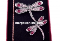 Martisor brooch, Dragonfly with crystals, 5.5x5cm, box included - x1