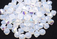 Precious, bicone beads, white opal glitter, 4mm - x40