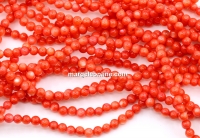 Orange coral mother-of-pearl beads, round, 4mm