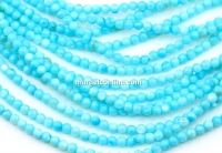 Aquamarine mother-of-pearl beads, round, 4mm