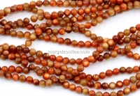 Caramel mother-of-pearl beads, round, 4mm