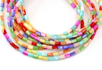 Multicolor mother-of-pearl beads, tube, 5x3mm