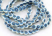 Evil eye mother-of-pearl beads, heart, 7mm