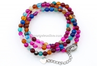 Multicolor striped agate necklace, 4mm