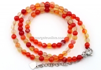 Orange striped agate necklace, 4mm