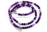 Purple striped agate necklace, 4mm