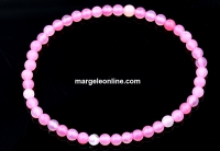 Pink striped agate elastic bracelet, 4mm