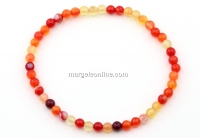 Orange striped agate elastic bracelet, 4mm