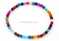 Multicolor striped agate elastic bracelet, 4mm