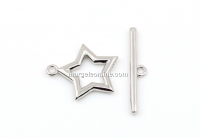 Star toggle clasp, 925 silver rhodium plated - x1set