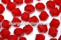 Crystal bead bead, faceted biconical, red coral, 4mm