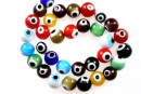 Margele Evil eye, rotund, multicolor, 10mm