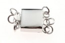 Clasp, three strands, rhodium-plated 925 silver, 13.5mm - x1