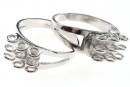 Ring base, rhodium-plated 925 silver, tray 9 loops - x1