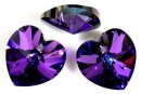 Swarovski, heart pendant, heliotrope, 18mm - x1