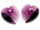 Swarovski, heart pendant, amethyst blend, 10mm - x2