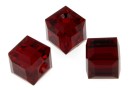 Swarovski, cube bead, siam, 6mm - x2