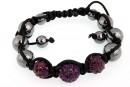 Bratara cu 3 margele shamballa purple - x1