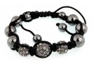 Bratara cu 3 margele shamballa black diamond - x1