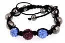 Bratara cu 3 margele shamballa purple, sapphire - x1