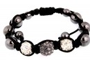 Bratara cu 3 margele shamballa crystal, black diamond - x1