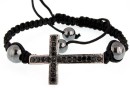 Shamballa bracelet with cross links, 37x25mm - x1