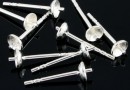 Earring base, pin & tray 4mm, 925 silver - x1 pair