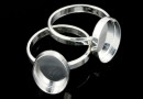 Ring base, 925 silver, oval cabochon, 14x10mm, inside 17.2mm- x1