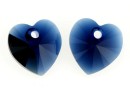 Swarovski, heart pendant, dark indigo, 10mm - x2