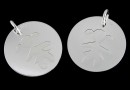 Charm, engraved coin, girl, 925 silver,16mm - x1