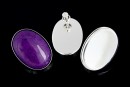 Earring findings, 925 silver, tray for cabochon 25x18mm, - x1pair