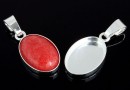 Pendant base, 925 silver, for cabochon 14x10mm - x1